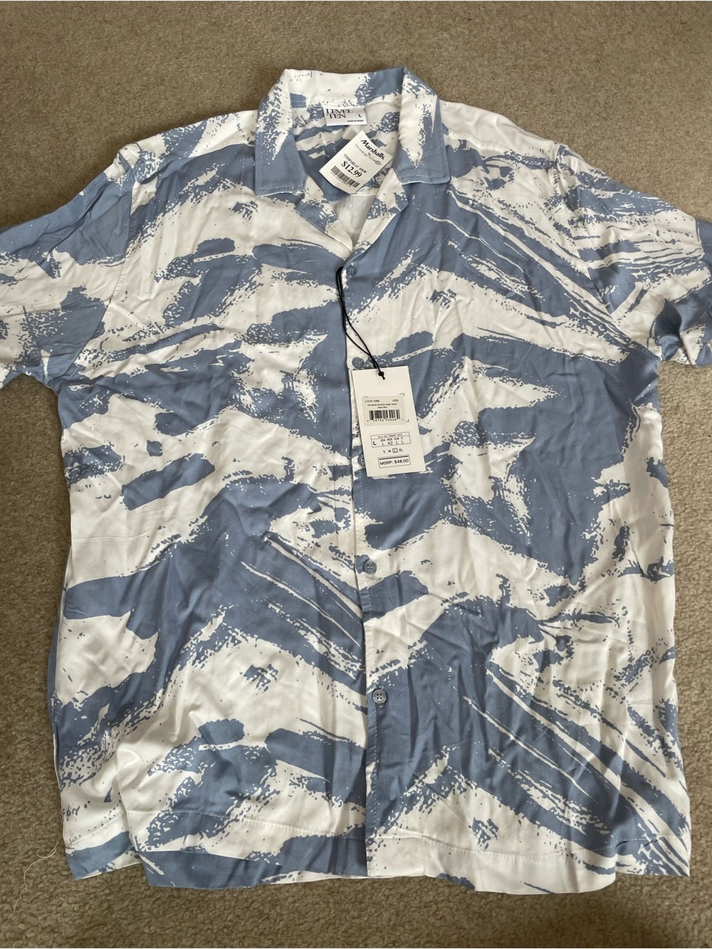 LEVEL TEN MENS CAMP CASUAL SHIRT BD  blue white. How many Christmases NWT  large